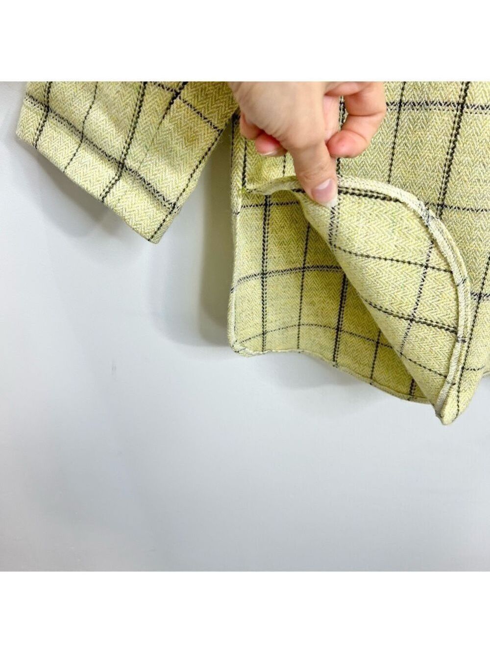 Eugen Klein Germany pale green boxy plaid 100% wool overshirt shacket 14 - Picture 8 of 15